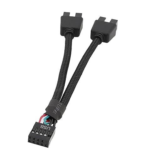 Huudngeje 1 Stück Computer-Motherboard-USB-Verlängerungskabel 9-Polig, 1 Buchse auf 2 Stecker, Y-Splitter, Audio-HD-Verlängerungskabel für PC-DIY-Teile von Huudngeje