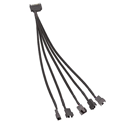 Huudngeje 15 Pin SATA zu 5 LüFter Adapter Kabel SATA zu 3 Pin/4 Pin PMW PC GehäUse LüFter Netz Teil Kabel, LüFter Y Splitter Kabel von Huudngeje