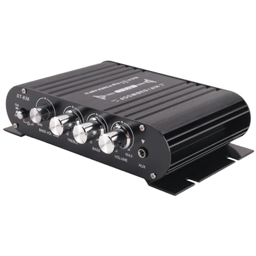 Huudngeje -838 HiFi-Verstärker 2.1-Kanal-Auto-MP3-Mini-Verstärker AUX-Eingang Hoch- und Tiefbasseinstellung Super Bass 20Wx2+40W Verstärker Langlebig von Huudngeje