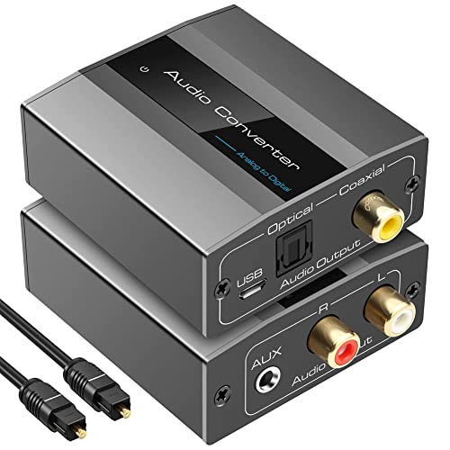 Huudngeje Analog-Zu-Digital-Audio-Konverter zu Optisch mit Optischem Kabel Audio Digital Toslink und Koaxial-Audio-Adapter von Huudngeje