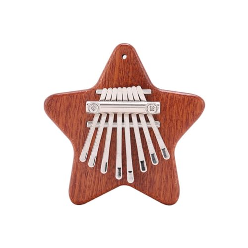 Huudngeje Mini-Kalimba mit 8 Tasten, Exquisites Finger-Daumen-Klavier, Geschenk für Anfänger, Musikliebhaber, Niedlicher Pentagramm-Anhänger, Einfach zu Bedienen von Huudngeje