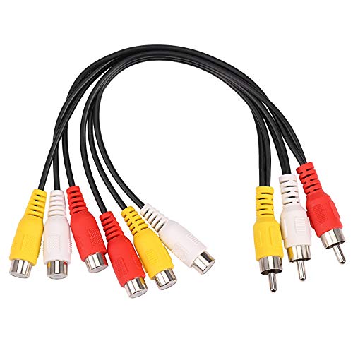 Huudngeje Neue 3 Cinch Stecker auf 6 Cinch Stecker Splitter Audio Tv DVD Video Adapter Av Kabel von Huudngeje