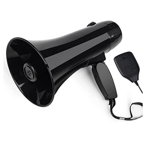 Huudngeje Tragbarer Megaphon Lautsprecher mit 35 Watt Leistung, PA Bullhorn mit Abnehmbarem Hand Mikrofon, Eingebauter Sirene (Schwarz) von Huudngeje