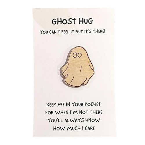 Halloween Ghost Hug, Pocket Hug Card, Thinking of You Pocket Charm, Wooden Ghost Long Distance Relationship Keepsake, Goodie Bag Stuffers, Cute Pocket Hug With Card and Envelope von Huvqianu