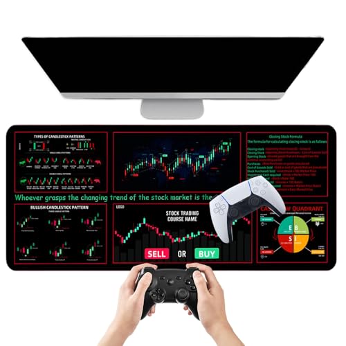 Market Candlestick Patterns Mousepad, Large Computer Keyboard Pad, 11.81x31.5in Portable Game Pad, Desk Board Mat for Home, Studio, Game Room, Ideal Traders & Gamers von Huvqianu