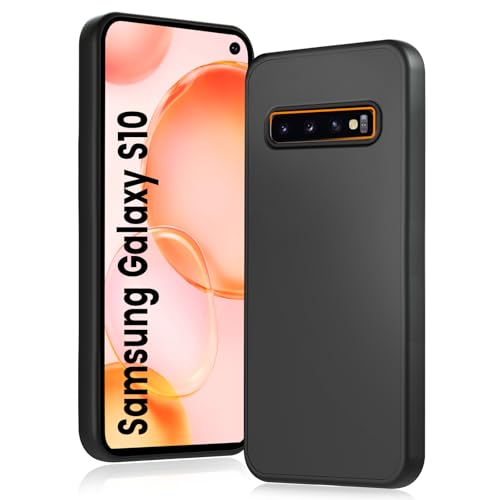 HuwaiH Handyhülle für Samsung Galaxy S10 Hülle, Anti-Schock Schutzhülle, Unterstützt kabelloses Laden, Antikratzer Anti-Fingerabdruck rutschfest Schwarz TPU Hülle für Samsung S10 von HuwaiH