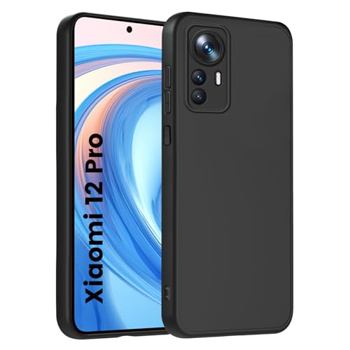 HuwaiH Handyhülle für Xiaomi 12 Pro Hülle, Anti-Schock, Upgraded Kameraschutz, Antikratzer, Anti-Rutsch Schutzhülle, Unterstützt kabelloses Laden, Anti-Fingerabdruck Case für Xiaomi 12 Pro(Schwarz) von HuwaiH