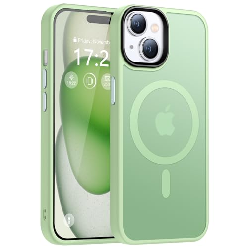HuwaiH Handyhülle für iPhone 15 Hülle, [Kompatibel mit MagSafe] [Transluzente Matte Schutzhülle] Stoßfeste Kratzfeste Schutzhülle Mattierte Handyhülle iPhone 15 (Lichtgrün) von HuwaiH