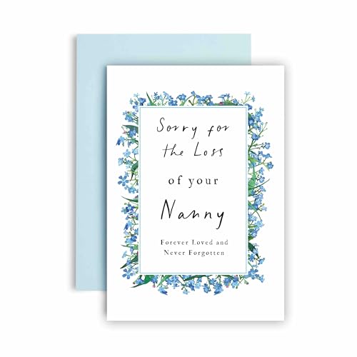 Huxters Beileidskarte für Kindermädchen, Beileidskarte "Thinking of You Losing Your Nanny Forget Me Not Flowers", 14,8 cm (Kindermädchen) von Huxters