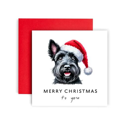 Huxters Hunde-Weihnachtskarte - Scottish Terrier - Merry Christmas to Dog Mum and Dog Dad - Weihnachtskarte vom Hund an Freunde Familie Erste Weihnachten (Scottish Terrier) von Huxters