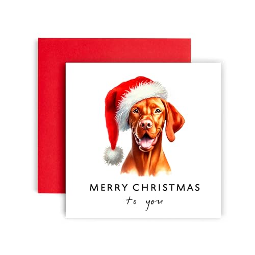 Huxters Hunde-Weihnachtskarte - Vizsla - Frohe Weihnachten an Hund Mama und Hund Papa - Weihnachtskarte vom Hund an Freunde Familie erstes Weihnachten (Vizsla) von Huxters