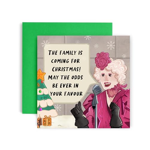 Huxters Lustige Weihnachtskarte – Effie May the Odds Be Ever in Your Favour Family-Weihnachtskarte für Sie und Mutter, Vater, Bruder, Schwester, 14,8 cm (Weihnachtsgeschenk) von Huxters