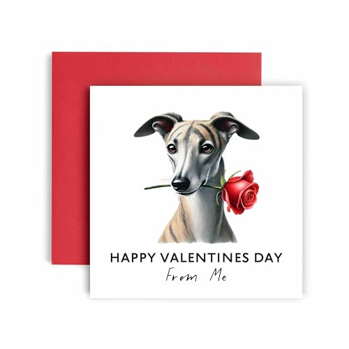 Huxters Valentinskarte vom Hund – Whippet – Happy Valentines to Dog Mum and Dog Dad – Dog Best Friend (Whippet) von Huxters