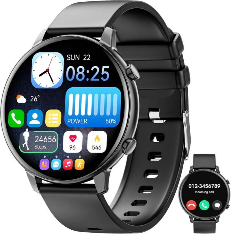 Hwagol Blutsauerstoffmessung (SpO2) in Echtzeit Smartwatch (1,39 Zoll, Android, iOS), mit Bluetooth Anrufe 140+ Sportmodi SpO2 Schlafmonitor Schrittzähler von Hwagol