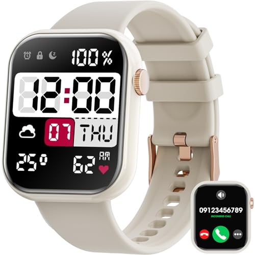 Hwagol Smartwatch Damen Herren, 1.85" Zoll Touchscreen Smart Watch mit Bluetooth Anrufe, Uhr Damen Herren mit 140+ Sportmodi SpO2 Pulsuhr Schlafmonitor Schrittzähler, Armbanduhr für iOS Android von Hwagol