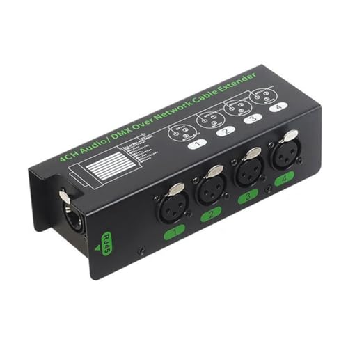 Hxhsgmeh 4CH 3-Poliger Audio-/-Über-Netzwerkkabel-Extender DMX512-Netzwerksignal-Extender XLR auf RJ45-Ethernet-Adapter XLR-Buchse von Hxhsgmeh