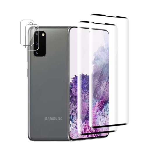 Hxiclrm 2+2 Stück Schutzfolie für Samsung Galaxy S20, für Panzer Schutz Glas, 2 Stück Schutzglas und 2 Stück Kameraschutz, 9H Härte Panzerfolie, HD, für Samsung Galaxy S20 von Hxiclrm