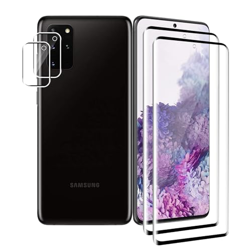 Hxiclrm 2+2 Stück Schutzfolie für Samsung Galaxy S20 Plus, für Panzer Schutz Glas, 2 Stück Schutzglas und 2 Stück Kameraschutz, 9H Härte Panzerfolie, HD, für Samsung Galaxy S20 Plus von Hxiclrm