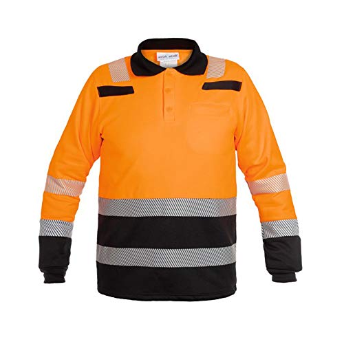 Hydrowear 040470OB-XXL TOKIO Trendy High Visible Line Polo Shirt, Hi-Vis Orange/Black, Größe XXL von Hydrowear