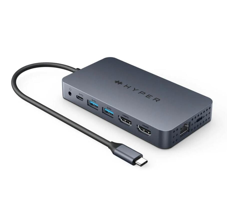 Hyper® HyperDrive Dual HDMI 10-in1 Travel Dock für M1 MacBook (silicon Motion) von Hyper