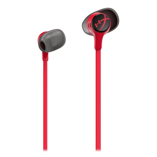 HyperX Cloud Earbuds II, Kabelgebundene Gaming-Ohrhörer, 14-mm-Treiber, Integriertes Mikrofon, 4 Ohrstöpsel-Größen, 3,5-mm-Anschluss, inkl. Hartschalenetui, für PC, Konsole, Mobilgeräten, Rot von HyperX