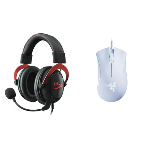 HyperX Cloud II – Gaming Kopfhörer (für PC/PS4/Mac) rot & Razer DeathAdder Essential (2021) - Essentielle Gaming-Maus mit optischem 6.400-DPI-Sensor (Optischer Sensor mit echten 6.400 DPI von HyperX