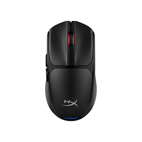 HyperX Pulsefire Fuse Kabellose Gaming-Maus, sehr leicht, 75 g, Laufzeit 85 h, beidhändig, 12000 DPI, 6 Tasten, Schwarz von HyperX