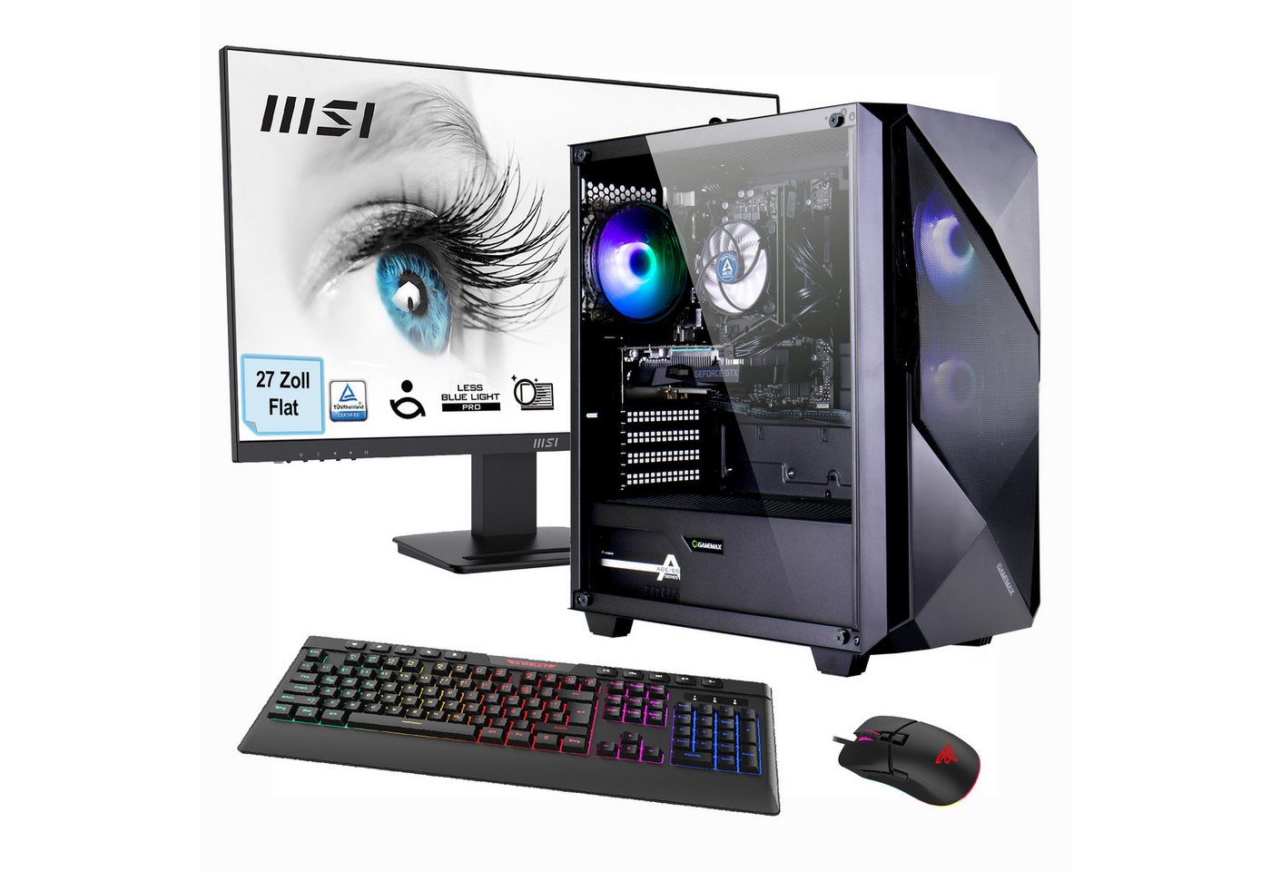 Hyrican Gaming-PC Striker SET02499 PC-Komplettsystem (27", AMD Ryzen 5 5500, RTX 4060, 32 GB RAM, 1000 GB SSD, Windows 11 + MSI PRO MP273A Monitor, 69cm (27) von Hyrican