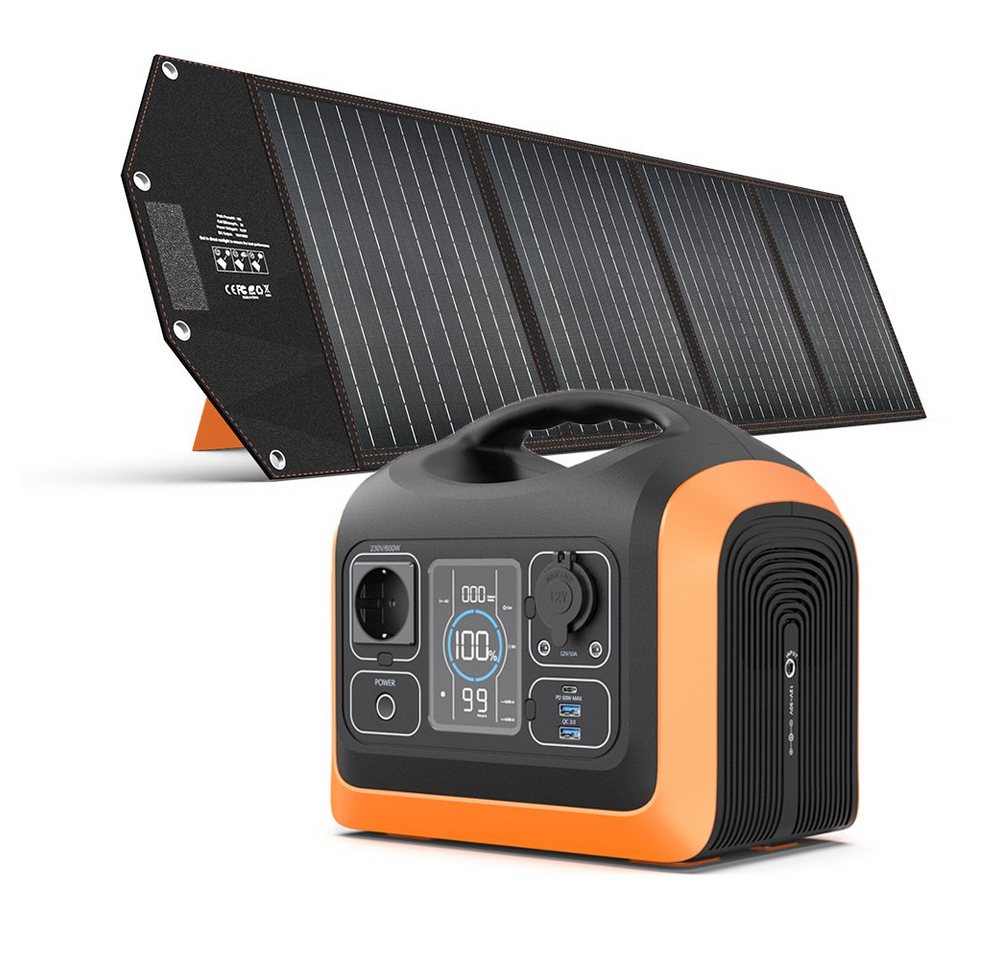 Hyrican UPP-600 Kit 600W, 596Wh, LiFePO4, tragbarer Akku/Batterie Powerstation mobiles Ladezentrum für Not-& Stromversorgung (1 St), 100W Solarpanel mobil/faltbar, für Camping, Garten, Reisen von Hyrican