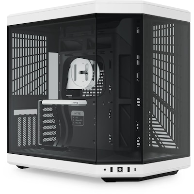 HYTE Y70 Zweikammer ATX Midi Tower Gaming Gehäuse Schwarz/Weiß mit Glasfenster von Hyte