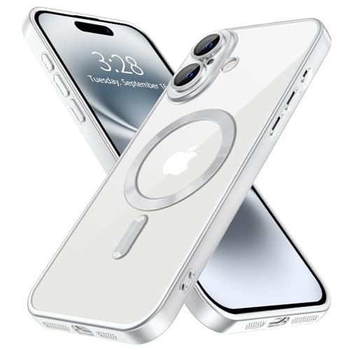 Hython Magnetische transparente Schutzhülle für iPhone 16, mit Kameraobjektivschutz, kompatibel mit MagSafe; luxuriöse, beschichtete Kanten, schlanke, weiche TPU-Hülle, Schutzhülle für iPhone 16 6,1 von Hython