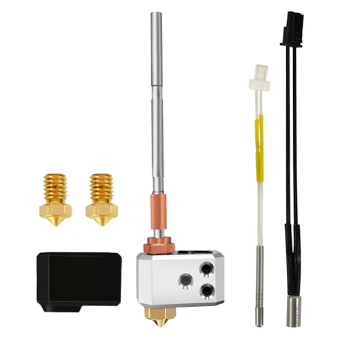 HzdaDeve Hotend für Prusa I3 MK4 Druckkopf Heizblock 0.4MM gehärtete Stahldüse 24V 40W Heizpatrone Thermistor Silikon Abdeckung Extruder Kit Druckkopf mit Extra 2-Pack Messing Düsen Drucker von HzdaDeve