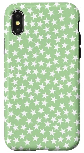 Hülle für iPhone X/XS Weiß und Mintgrün, Sterne von I Love Stars