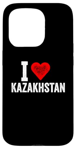 Hülle für iPhone 15 Pro Lustiges Design Retro I Love Kasachstan mit rotem Herz von I love "Custom" All Country's Tee