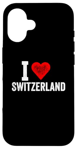 Hülle für iPhone 16 Lustiges Design Retro I Love Switzerland mit rotem Herz von I love "Custom" All Country's Tee