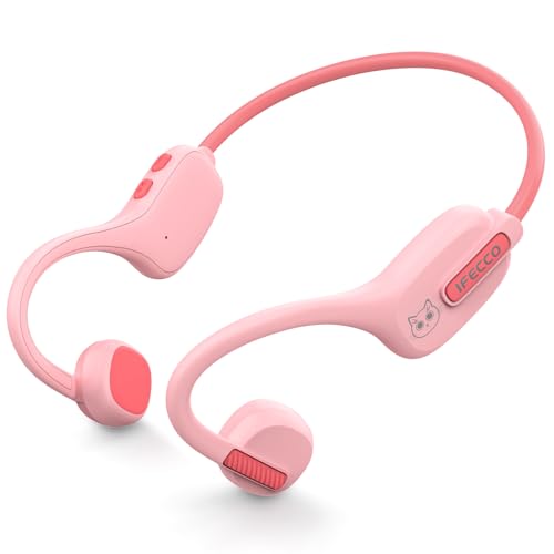 IFECCO Kopfhörer Kinder, Kabellose Kopfhörer für Kinder, Kinderkopfhörer Bluetooth mit Mikrofon, 88dB Sichere Lautstärke, IPX5 Wasserdicht Kinder Kopfhörer für IPad, Tablets, Schule, Reisen (Rosa) von I love e iFecco