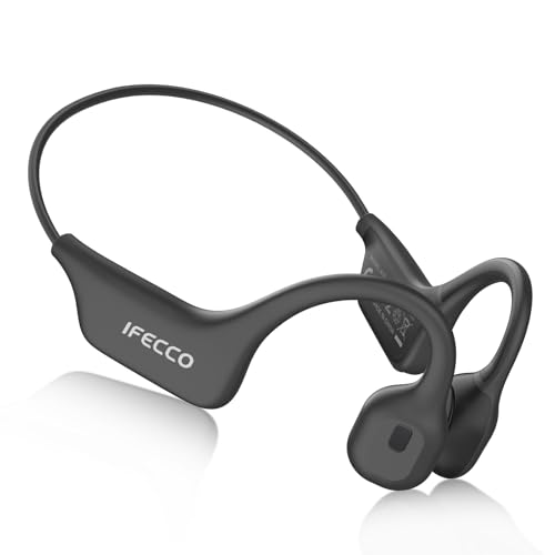 IFECCO Knochenleitungs-Kopfhörer, Bluetooth 5.3, offenes Ohr, kabellos, Sport-Kopfhörer mit Mikrofon, IPX5 wasserdicht, Knochenleitungs-Kopfhörer für Radfahren, Laufen, Wandern von I love e iFecco