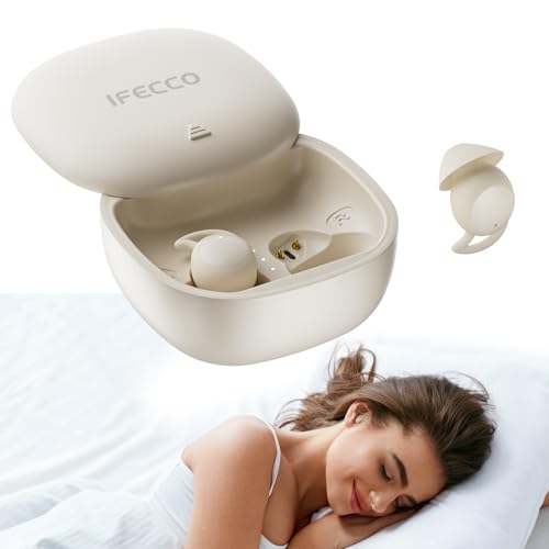 IFECCO Schlaf Kopfhörer, Schlafkopfhörer Bluetooth 5.3, Mini In Ear Kopfhörer Bluetooth zum Schlafen, Unsichtbare Sleepbuds für Seitenschläfer, Kabellose Earbuds für Sleep Sport Yoga und Reisen(Beige) von I love e iFecco