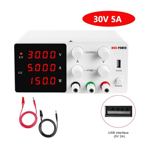 IBERSA DC-Netzteil DC Digital-Schaltnetzteil 120 -V 3A 30V 10A Spannungsregler Labor Einstellbarer Eingang AC 110-V 220-V Energiequelle Universelles geregeltes Schaltnetzteil (Color : SPS-W305-White) von IBERSA