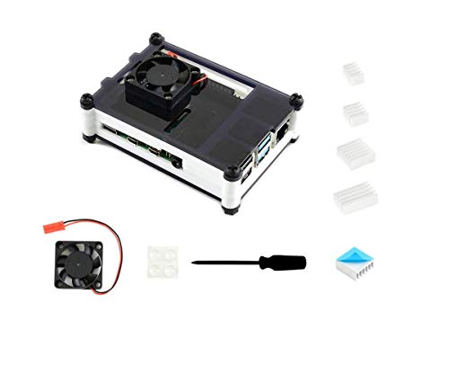 IBest for Raspberry Pi 4 Case,Black/White Acrylic Case Box with Cooling Fan,4 PCS Heatsinks, 1 PC Screwdriver, 1 PC Rubber Feet for Raspberry Pi 4 Model B von IBest