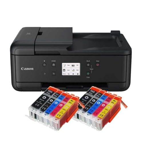 IC-Office TR7650 Farbtintenstrahl Multifunktionsdrucker 4-in-1 (Drucken, Kopieren, Scannen, Faxen, ADF, WLAN, AirPrint) schwarz + 10 XXL Tintenpatronen von IC-Office