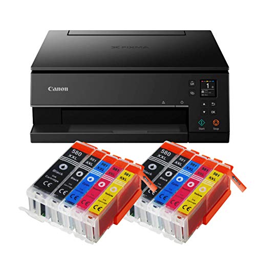 IC-Office TS6350a Farbtintenstrahl-Multifunktionsgerät All-in-One 3-in-1 (Drucker, Scanner, Kopierer, USB, WLAN, Apple AirPrint) Schwarz + 10 XXL Tintenpatronen von IC-Office