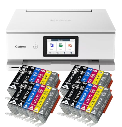 IC-Office TS8751 Tintenstrahl Multifunktionsdrucker 3-in-1 (Drucken, Kopieren, Scannen, SD-Karte, Duplex, WLAN, AirPrint) weiß + 24 XXL Tintenpatronen von IC-Office