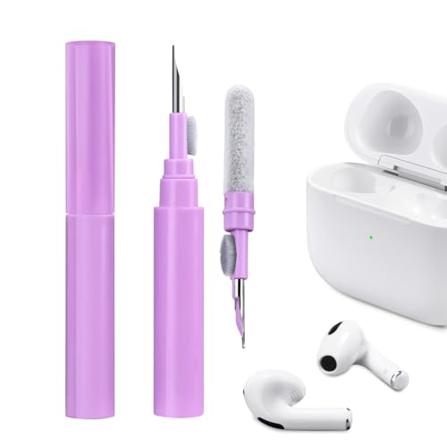 ICARER Clean Kit für AirPods Pro 2 2022 AirPods 3 AirPods Pro AirPods 2, 3 in 1 Multifunktions Kopfhörer Reinigungsset Werkzeug Weiche Bürste Beflockungsschwamm für iPhone Kamera Tastatur-Lila von ICARER