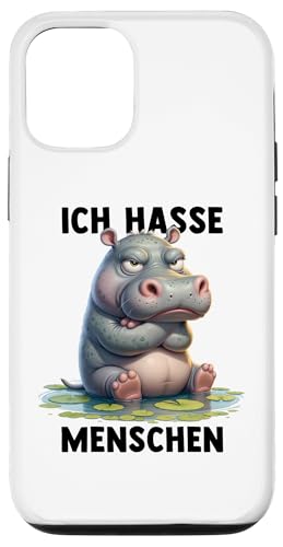 Hülle für iPhone 14 Pro ICH HASSE MENSCHEN. NILPFERD HIPPO Misantroph Menschenhasser von ICH HASSE MENSCHEN. Lustige Sarkasmus Ironie Tiere