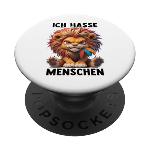 ICH HASSE MENSCHEN - LÖWE - Misantroph Menschenhasser Ironie PopSockets Klebender PopGrip von ICH HASSE MENSCHEN. Lustige Sarkasmus Ironie Tiere