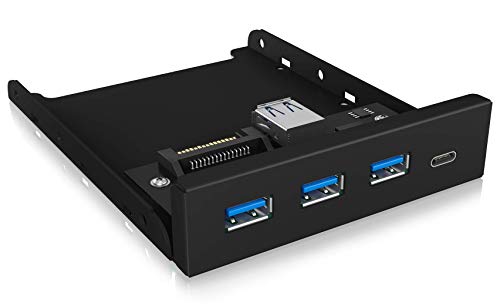 ICY BOX 60432 USB 3 Frontpanel, 1x USB-C, 3x USB-A, 3,5 Zoll intern, Metall, schwarz von ICY BOX