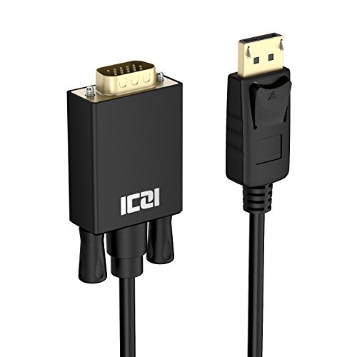 ICZI DisplayPort auf VGA Kabel (1.8 Meter), 1080P@60Hz DP zu VGA Verbindungskabel mit Vergoldet Stecker für der Monitoren mit 15-Pin-VGA-Anschluss, Schwarz von ICZI