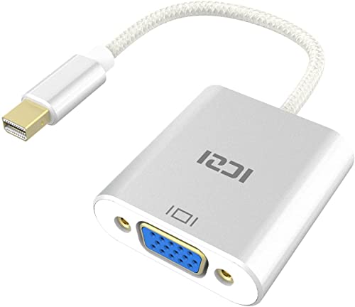 ICZI Mini Displayport auf VGA Adapter 1080P, Vergoldet Mini DP/DisplayPort zu VGA, Male zu Female Kabel-Adapter Konverter,Silber von ICZI