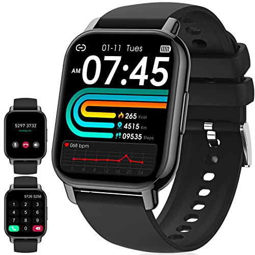IDEALROYAL Smartwatch Damen Herren, Smart Watch mit Telefonfunktion, 1,85" Touchscreen Fitnessuhr mit Blutdruckmessung Herzfrequenzmesser, IP68 Wasserschutz Uhren Schrittzähler Uhr für iOS und Android von IDEALROYAL